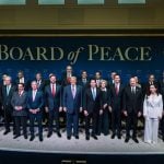 World leaders and founding members of the Board of Peace gather for the inaugural meeting at the Donald J. Trump Institute