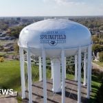 Image shows the water tower in Springfield, Ohio